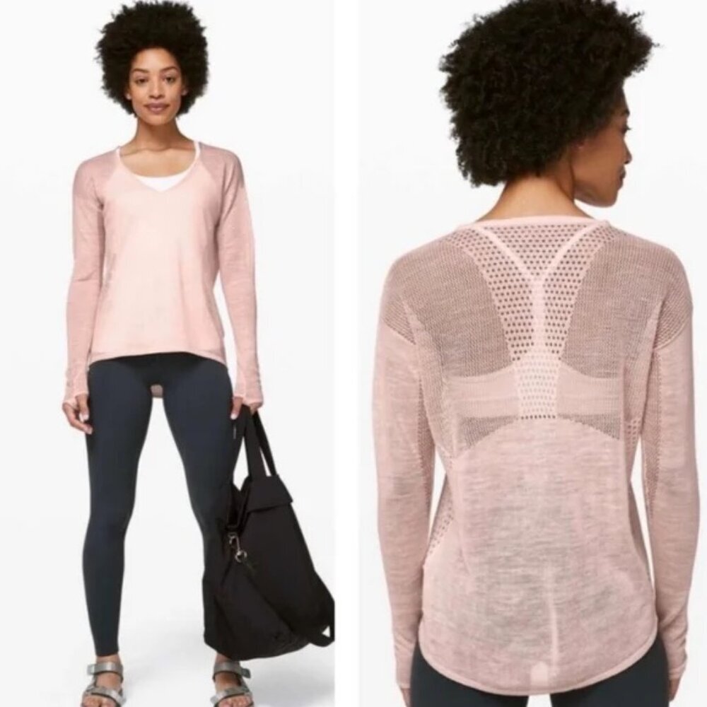 LULULEMON still movement sweater LINEN butter pink $138 LIKE NEW SIZE 6